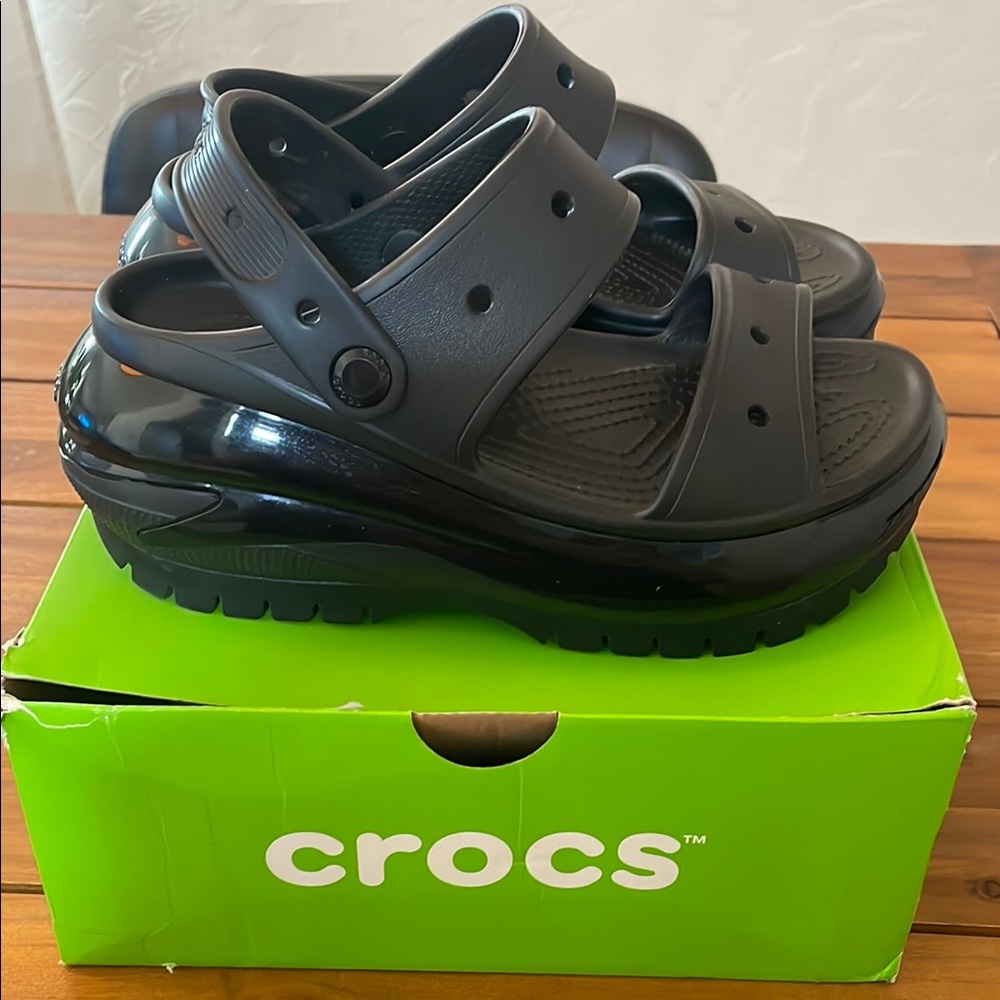 Black Crocs Platform Sandals